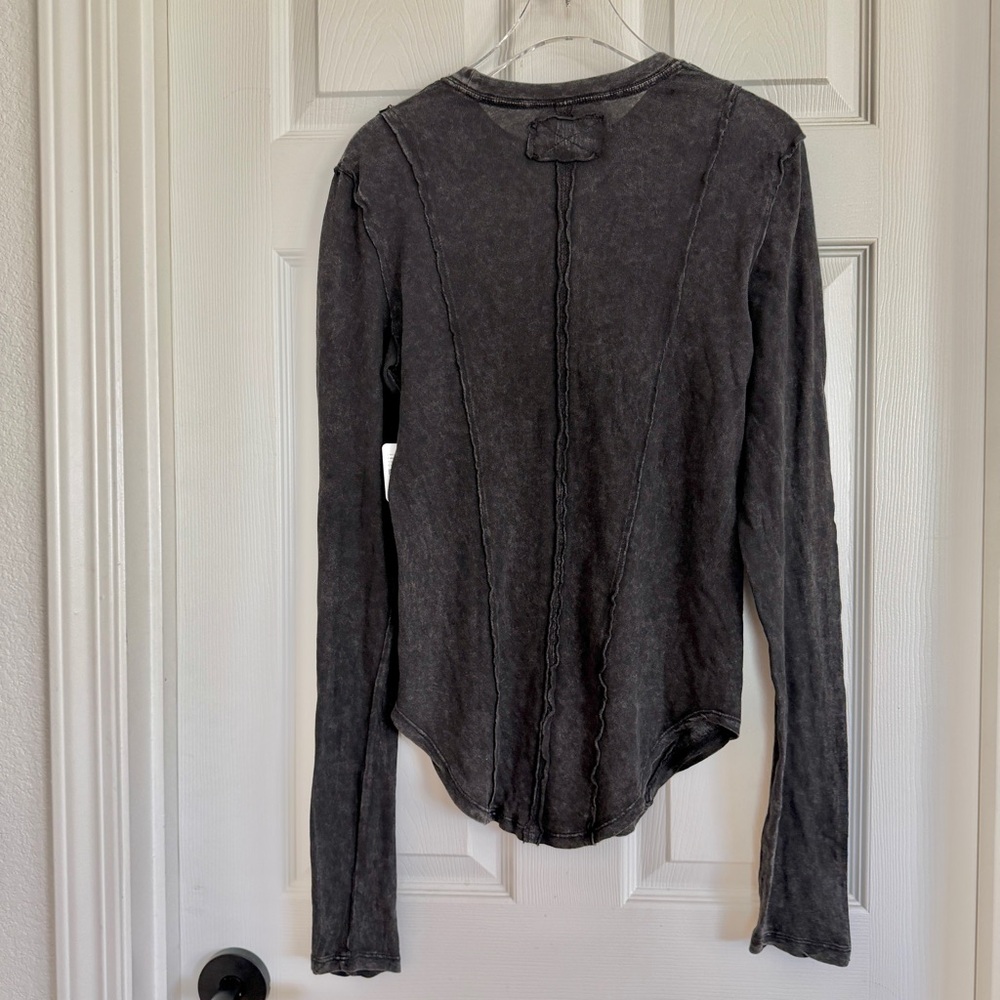 🩶 NWT Free People Black Dark Gray On Point Layering Tunic Long-Sleeve Top - Picture 8 of 13